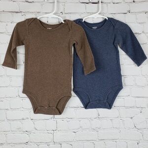 2 Carter's Long Sleeve Bodysuits 12 Months